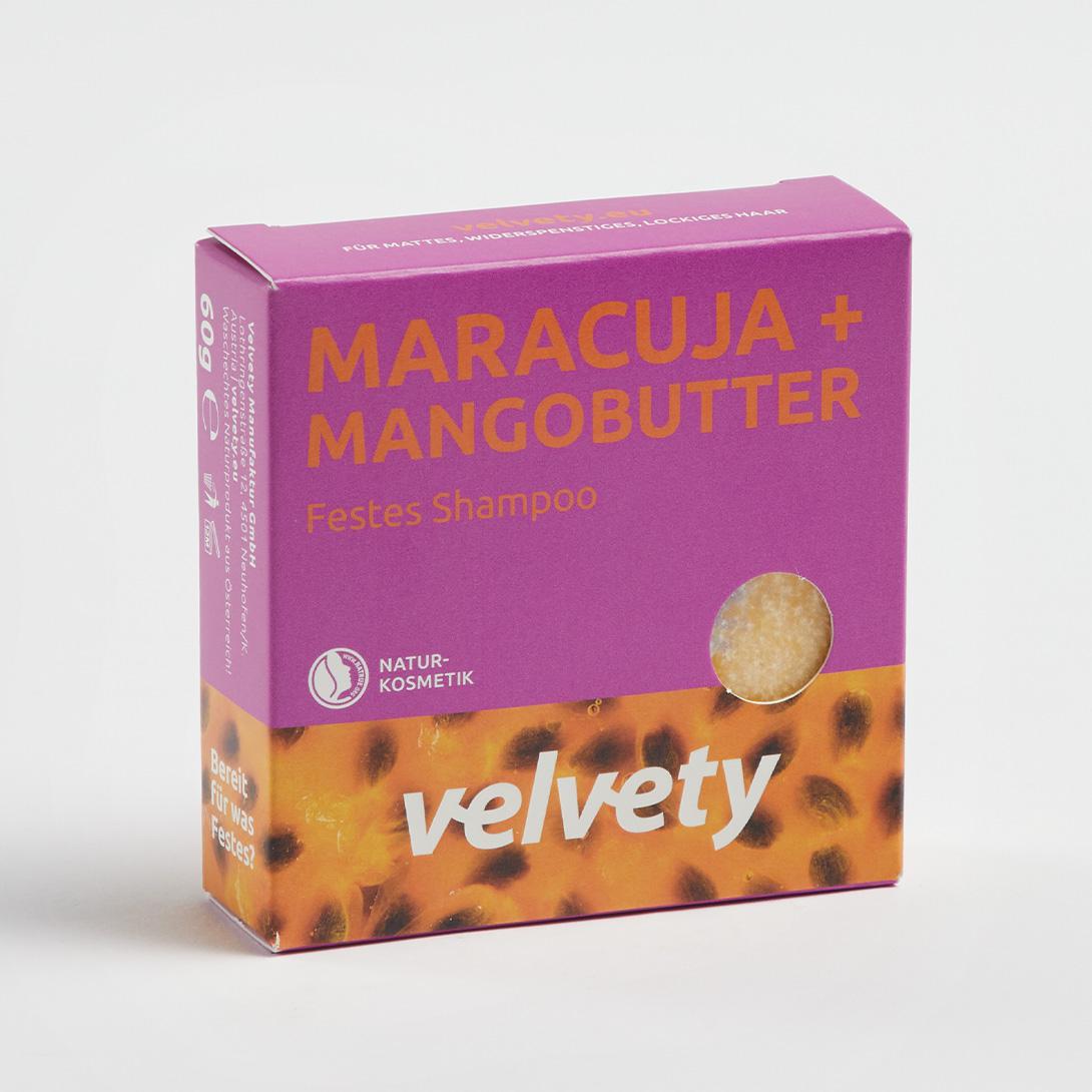 Velvety Festes Shampoo Maracuja + Mangobutter 60g NATRUE