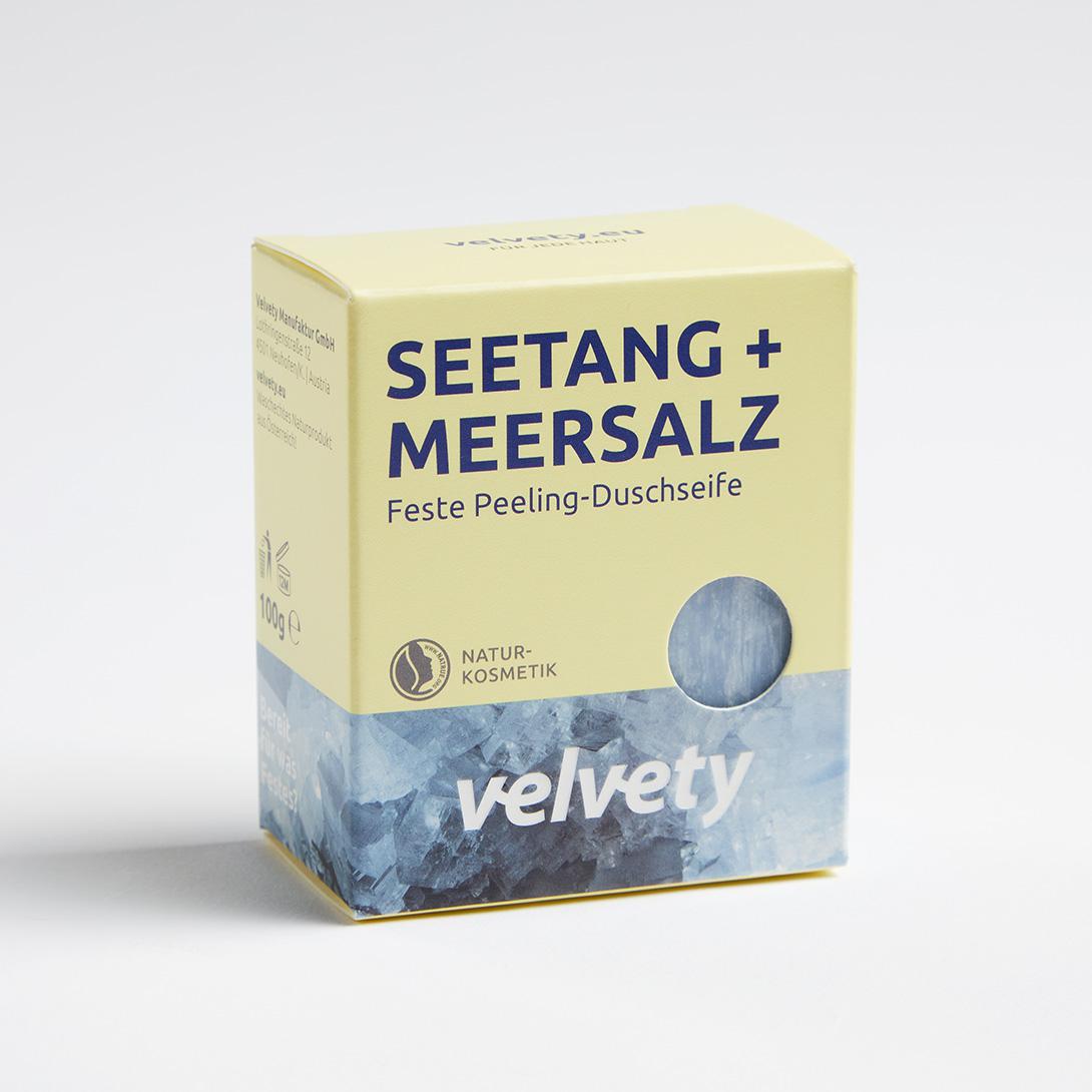 Velvety Feste Peeling-Duschseife Seetang + Meersalz 100g