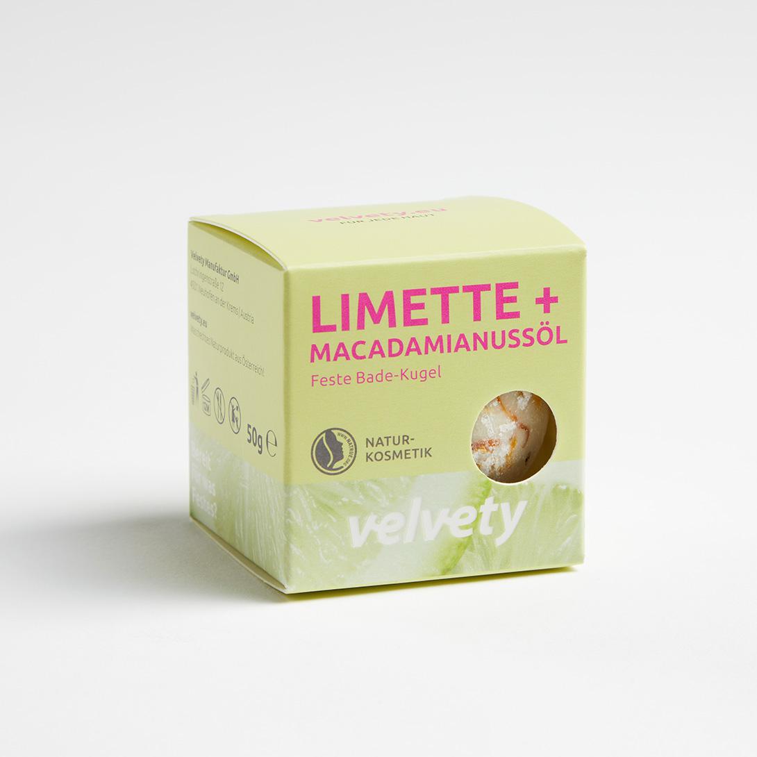 Velvety Feste Badelotion Limette + Macadamianussöl 50g NATRUE