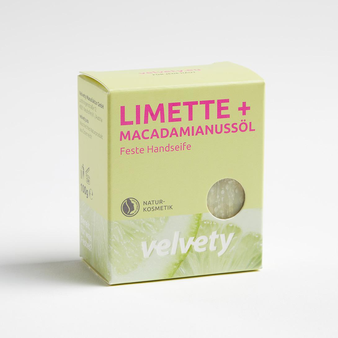 Velvety Feste Handseife Limette + Macadamianussöl 100g NATRUE