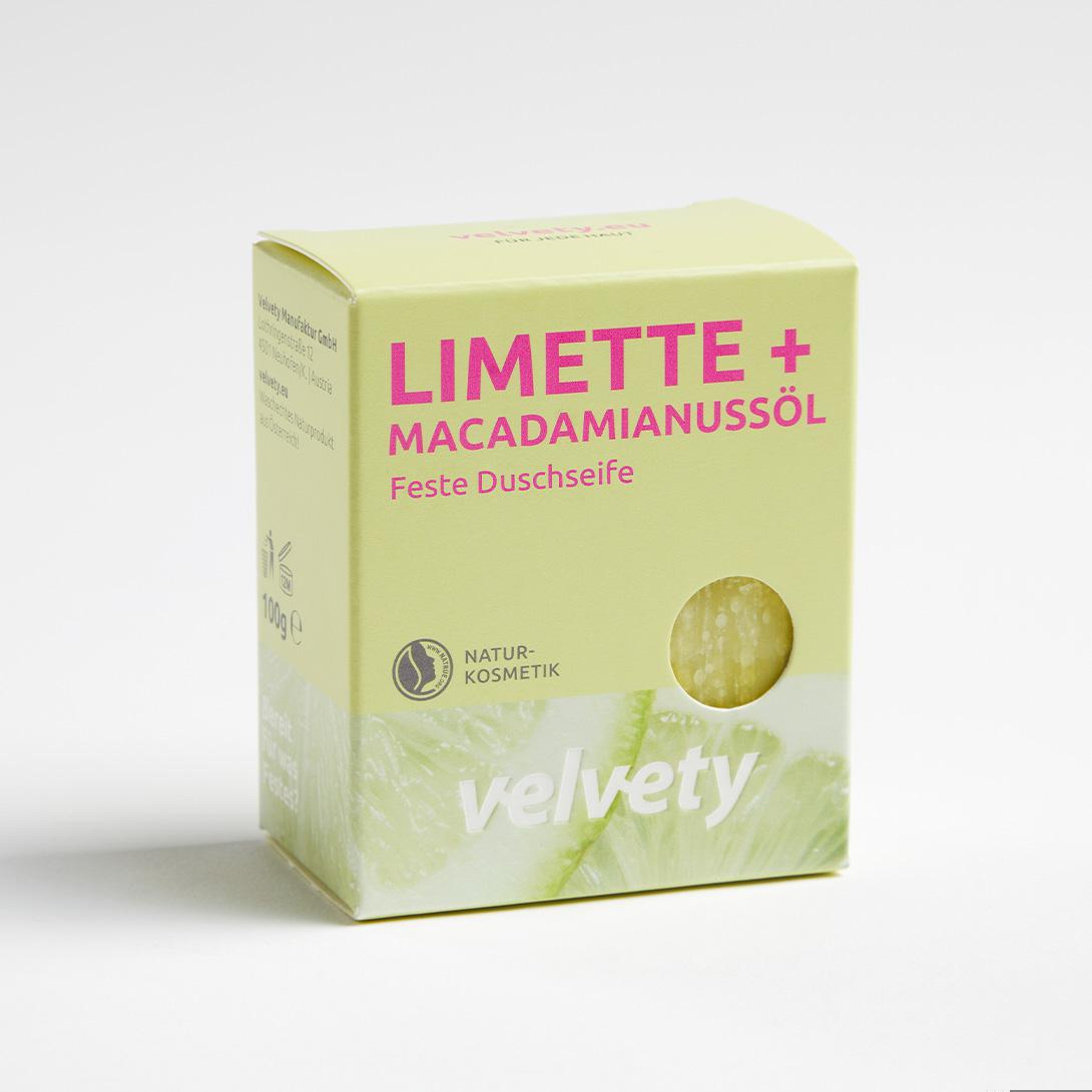Velvety Feste Duschseife Limette + Macadamianussöl 100g