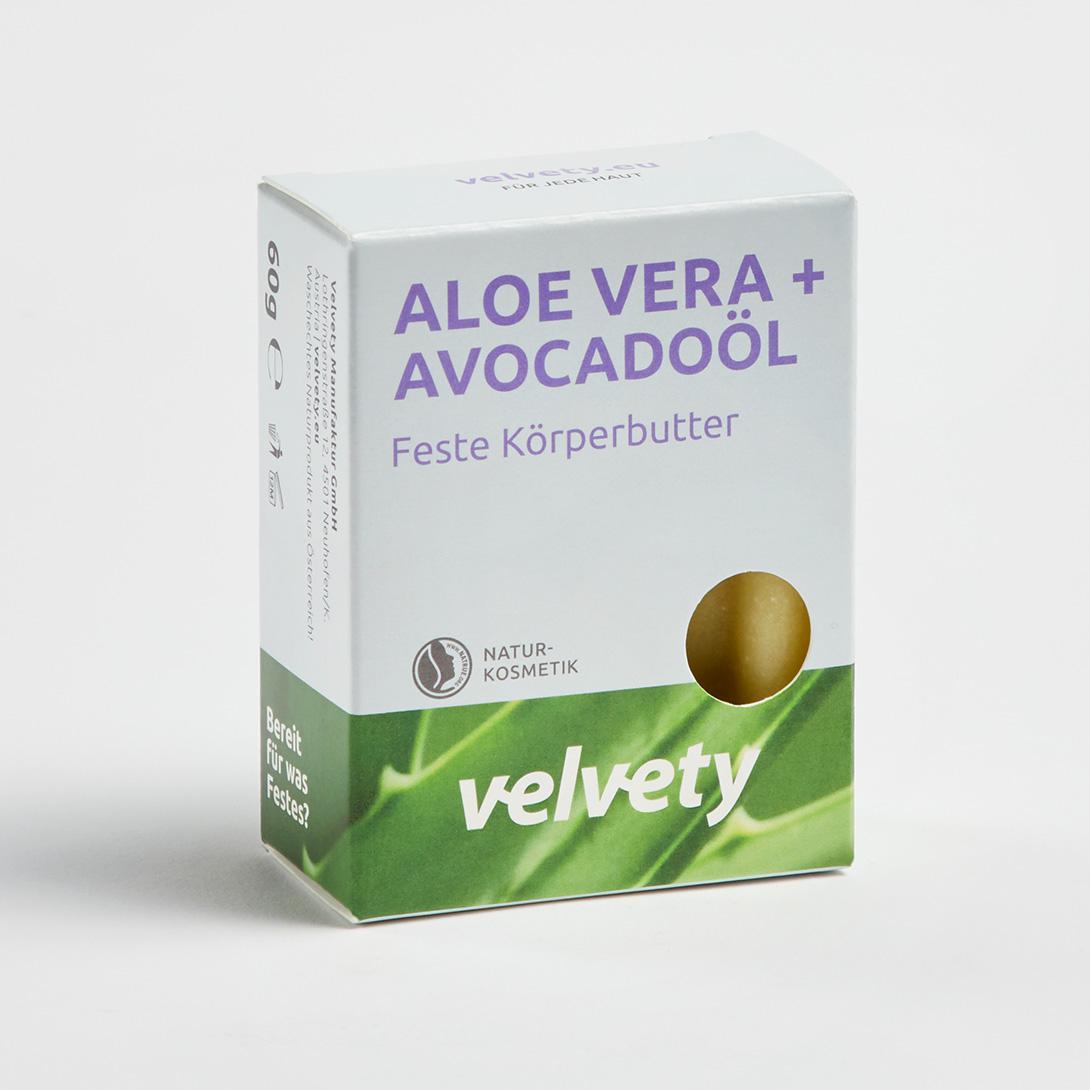 Velvety Feste Körperbutter Aloe Vera + Avocadoöl 60g
