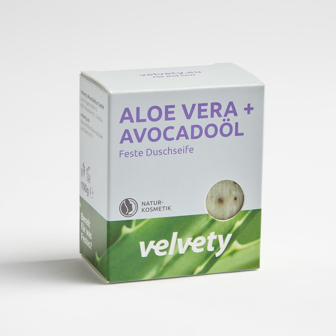 Velvety Feste Duschseife Aloe Vera + Avocadoöl 100g NATRUE
