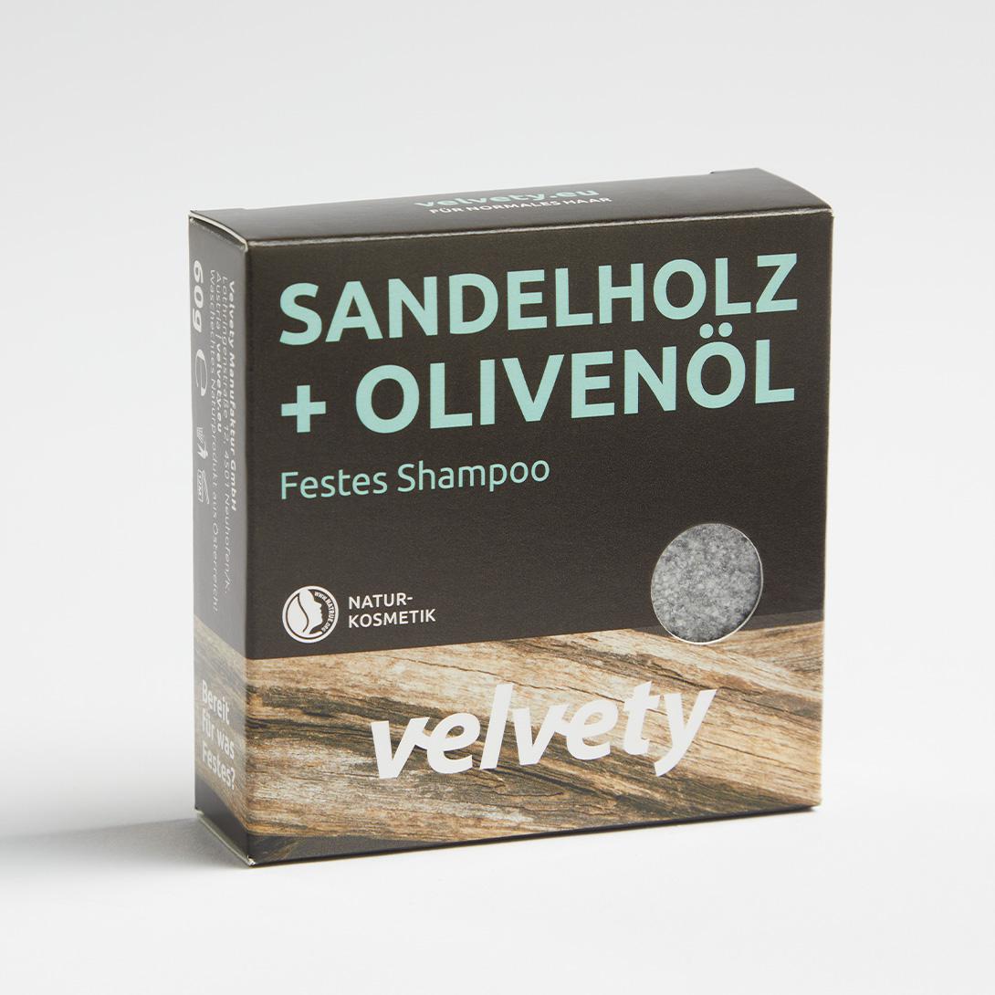 Velvety Festes Shampoo Sandelholz + Olivenöl 60g