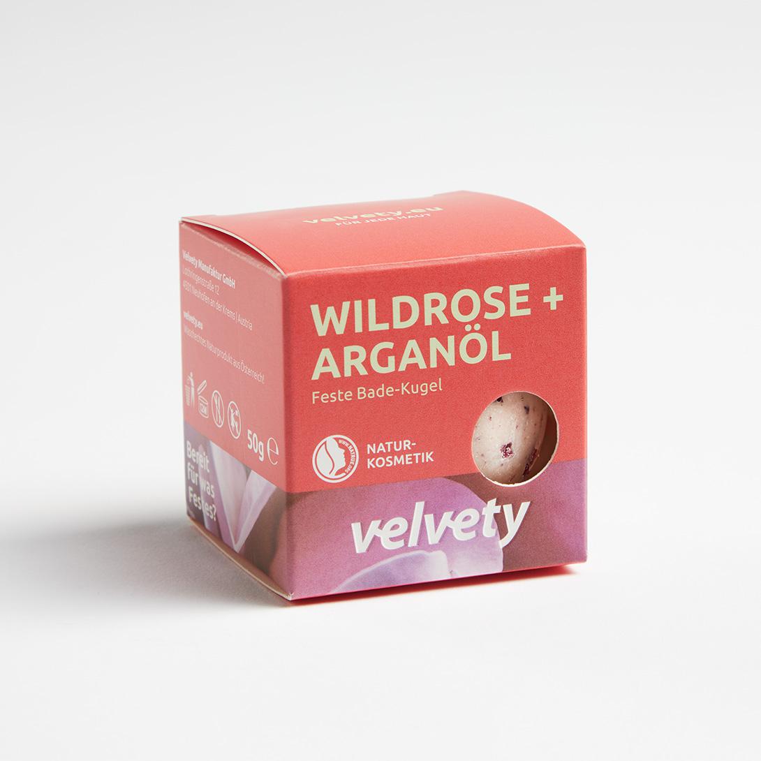 Velvety Feste Badelotion Wildrose + Arganöl 50g NATRUE