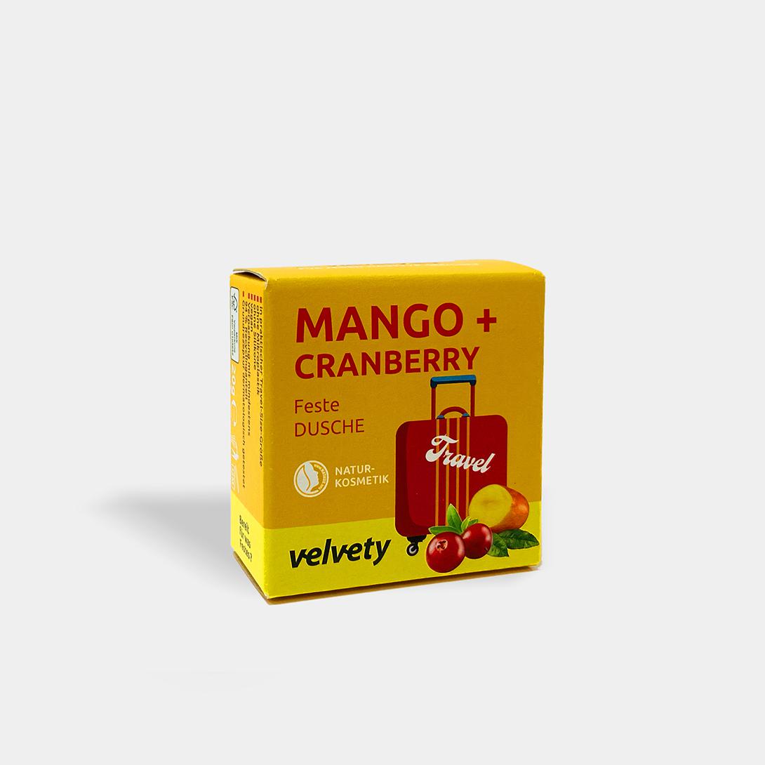 Velvety Travel Feste Dusche Mango + Cranberry 20g NATRUE